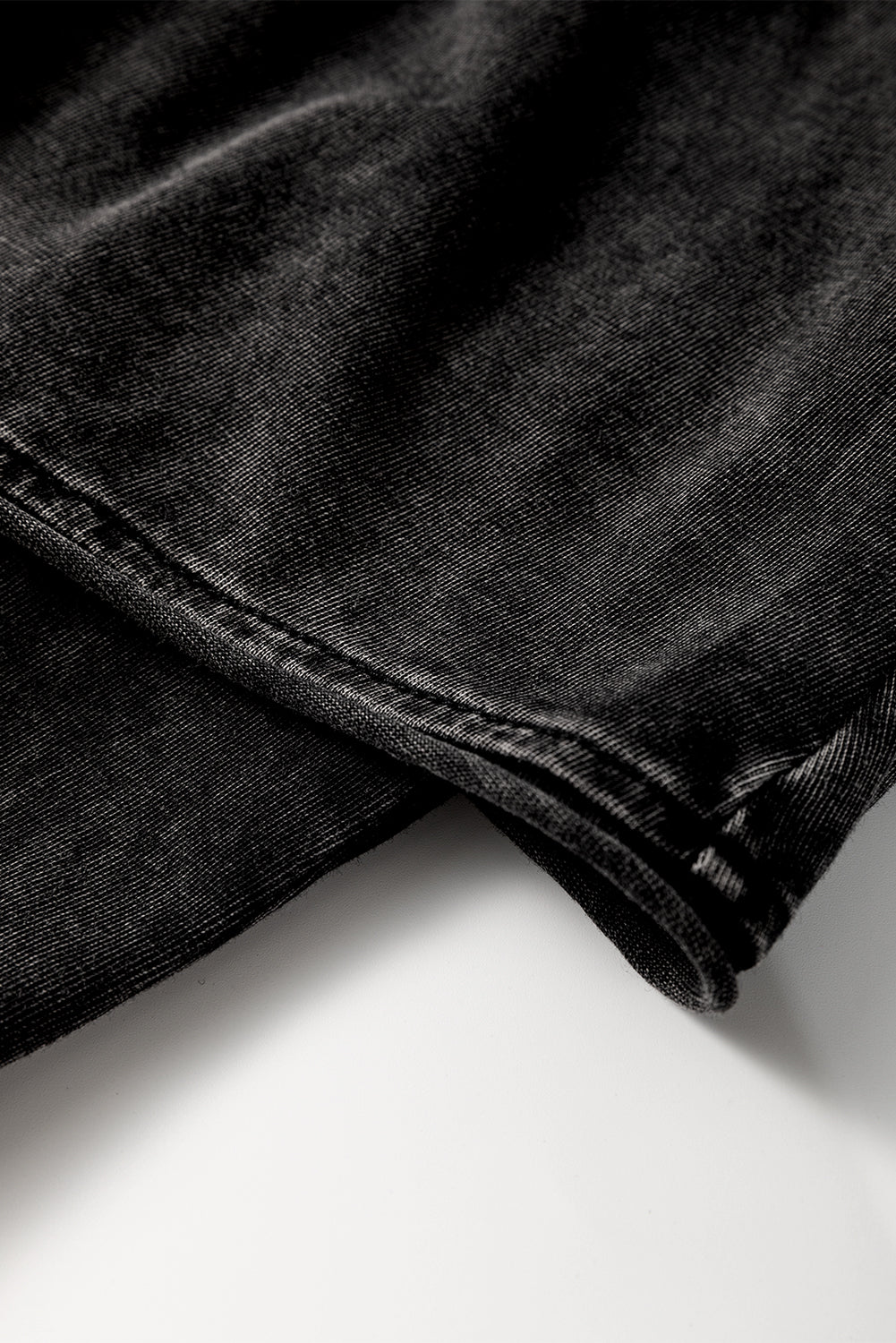 Black Mineral Wash French Terry High Waist Casual Shorts