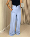 High Waist Single Button Straight Leg Pants With Pockets