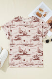 Brown Desert Sand Print Short Sleeve Knit Top