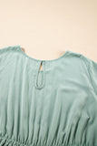 Grass Green Ruffle Trim Short Sleeve Plus Size Flared Mini Dress
