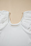 White Eyelet Ruffle Sleeve Slim Fitted Top
