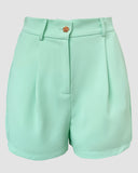Bandeau Spaghetti Strap Golden Button Back Shirred Top with Casual Shorts Set