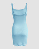 Bandeau Spaghetti Strap Sleevless Mini Dress Casual Slim Fit Bodycon Dress