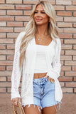 White Plus Size Eyelet Knit Open Front Cardigan