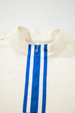 White Varsity Half Zip Textured Plus Size Top