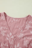 Peach Blossom Floral Surplice V Neck Tiered Ruffled Plus Size Dress