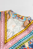 Multicolour Crochet V Neck Half Sleeve Boho Floral Blouse