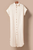 Apricot Crinkled Buttons Maxi Beach Dress with Slits