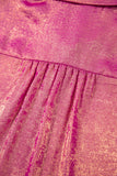 Rose Red Metallic Sheen Short Sleeve Buttoned Front Casual Shirt