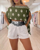 Floral Print Off the Shoulder Short Sleeve Versatile Blouse with Bandeau Top