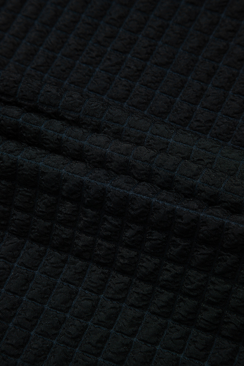 Black Checkered Mesh One Shoulder Short Sleeve Knotted Waist Jumpsuit