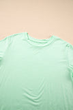 Iceland Blue Round Neck Rolled Sleeve Plus Size T-shirt