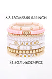 Pink MAMA LAUGH Beaded Stretch Multi Layer Bracelet
