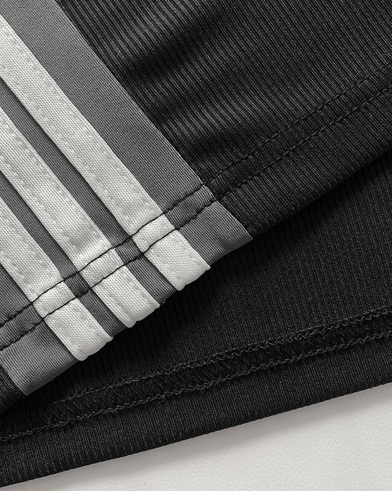 Colorblock Striped Print U Neck Sleeveless Bodycon Dress Casual Slim Fit Midi Dress