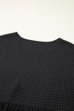 Black Textured Ruffled Sleeve Babydoll Plus Dress