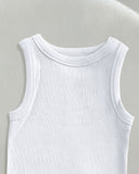 Round Neck Sleeveless Ribbed Bodysuit Casual Slim Fit Tank Top