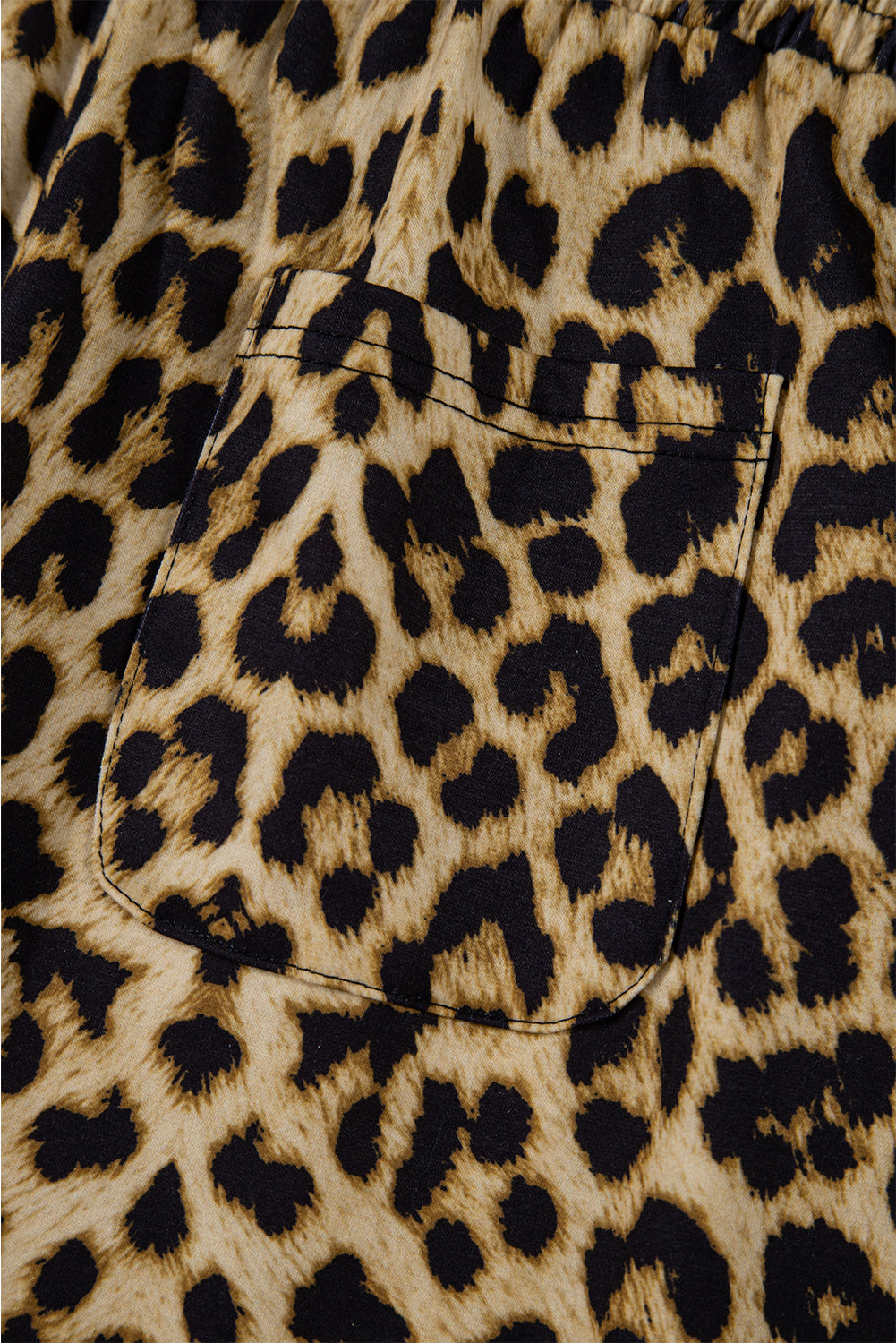 Brown Leopard Print Bow Tie Drawstring Elastic Waist Loose High Waist Pants