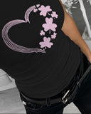 St. Patrick's Day Lucky Shamrock Heart Print Tank Top