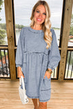 Beau Blue Light Wash High Waist Loose Fit Denim Mini Dress