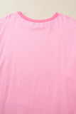 Bonbon Oversized Patched High Low Bracelet Sleeve Plus Size T Shirt
