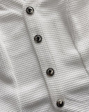 Solid Textured Fabric V Neck Button down Vest and Long Pants Set Casual Suit Sets