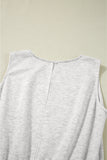 Light Grey Solid Color Crew Neck Drawstring High Waist Sleeveless Jumpsuit
