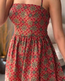 Vintage Tribal Print Halter Tied Detail Jumpsuit Casual Drawstring Loose Romper