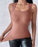 U Neck Sleeveless Skinny Tank Casual Top