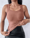 U Neck Sleeveless Skinny Tank Casual Top