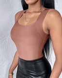 U Neck Sleeveless Skinny Tank Casual Top