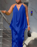 2 Pieces Outfit Plain Textured Cowl Neck Cold Shoulder Sleeveless Ruched Top and Casual Wide Leg Pants Set