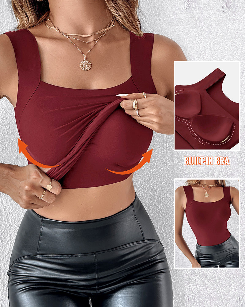 U Neck Sleeveless Skinny Tank Casual Top