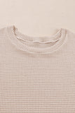 Beige Faux Two Piece Knit Patchwork Floral Print Plus Size Top