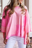 Bonbon Oversized Patched High Low Bracelet Sleeve Plus Size T Shirt