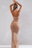 Clay Rhinestone Spaghetti Strap Sexy Maxi Mermaid Dress