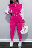 Fashion Casual Patchwork Letter Long Sleeve Two Pieces