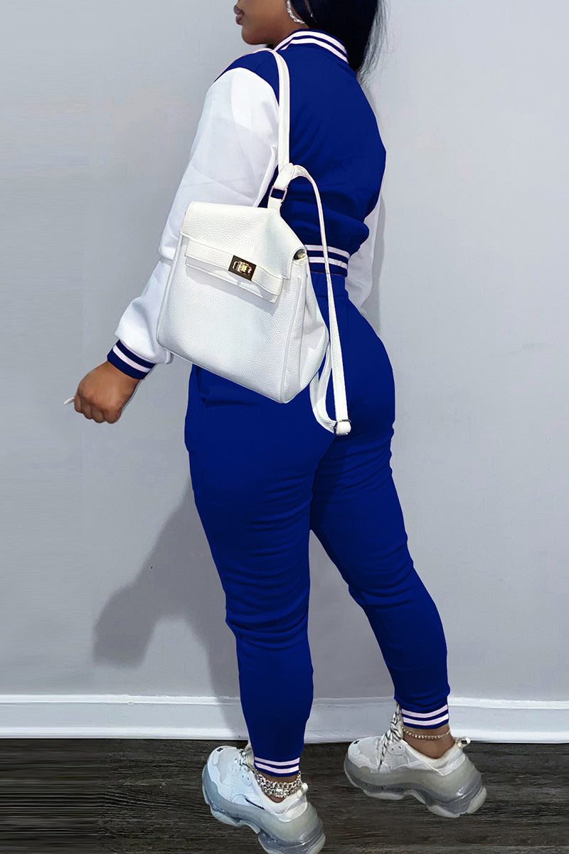 Fashion Casual Patchwork Letter Long Sleeve Two Pieces