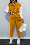 Fashion Casual Patchwork Letter Long Sleeve Two Pieces