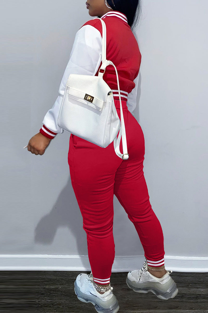 Fashion Casual Patchwork Letter Long Sleeve Two Pieces