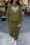 Fashion Casual Letter Print Basic O Neck Long Sleeve Two Pieces