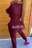 Fashion Casual Solid Hot Drill O Neck Long Sleeve Two Pieces