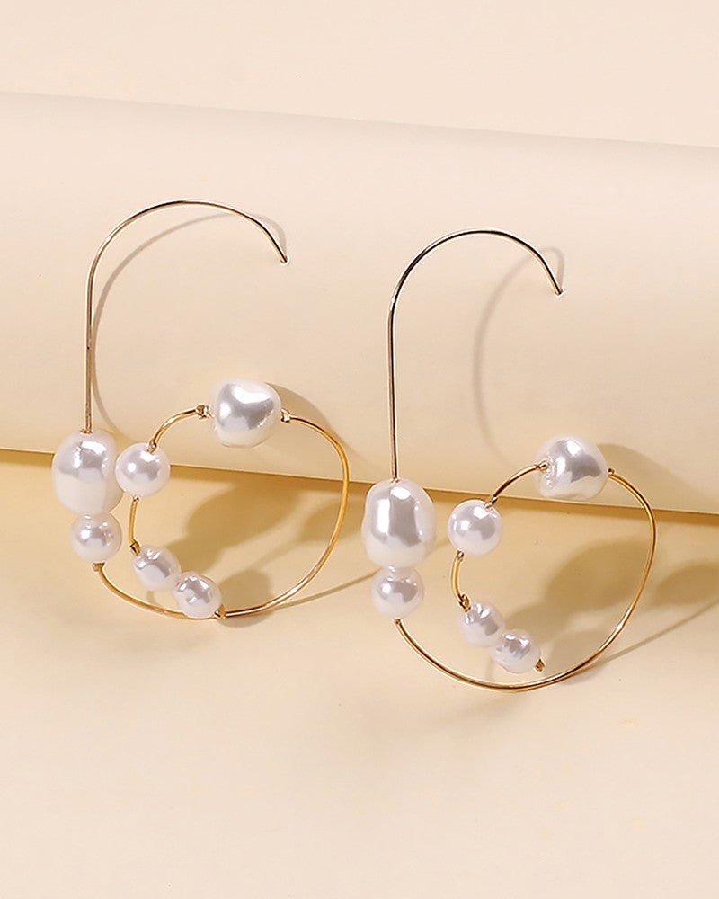 1Pair Asymmetrical Beaded Abstract Earrings