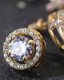 1pair Round Shaped Rhinestone Earrings