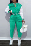 Fashion Casual Patchwork Letter Long Sleeve Two Pieces