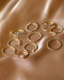 10PCS/Set Rhinestone Pearls Decor Star Moon Geo Pattern Boho Ring