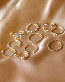 10PCS/Set Rhinestone Pearls Decor Star Moon Geo Pattern Boho Ring