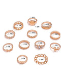 12PCS/Set Rhinestone Decor Geo Star Floral Pattern Ring