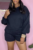 Fashion Casual Solid Basic O Neck Long Sleeve Two Pieces