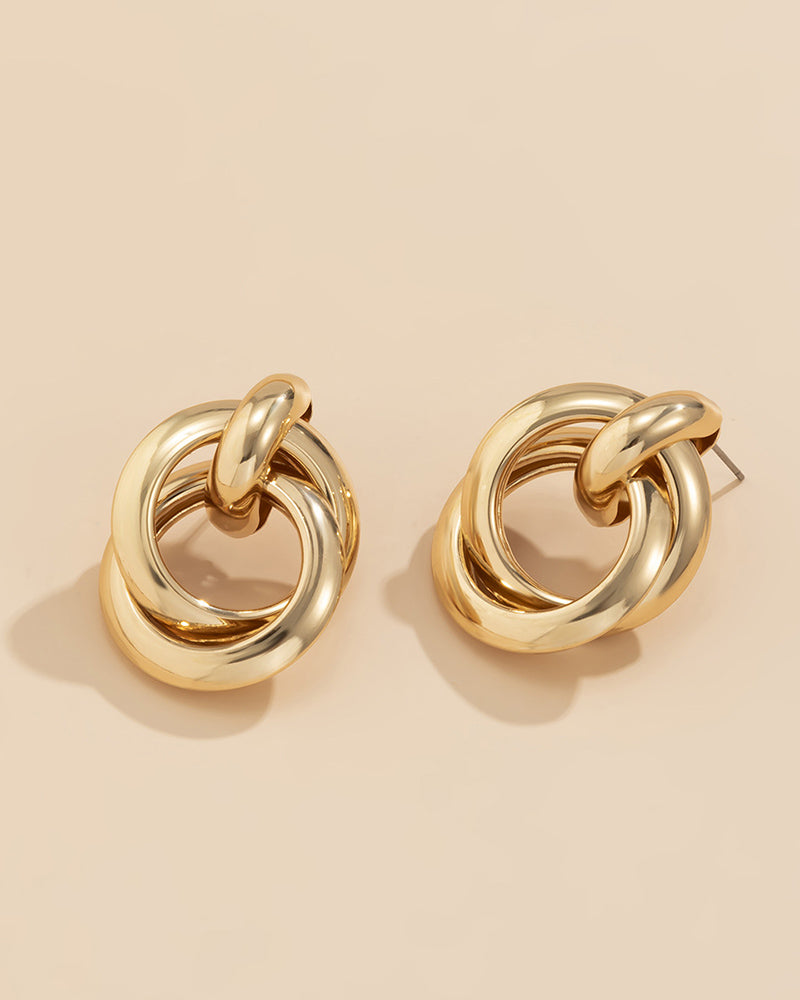 1pair Cross Round Shaped Hoop Earrings