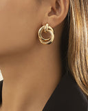 1pair Cross Round Shaped Hoop Earrings